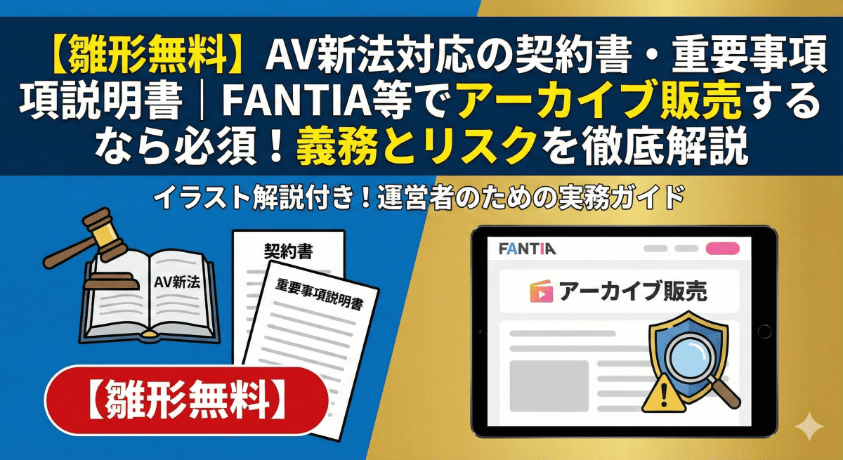 【雛形無料】AV新法対応の契約書・重要事項説明書｜FANTIA等でアーカイブ販売するなら必須！義務とリスクを徹底解説
